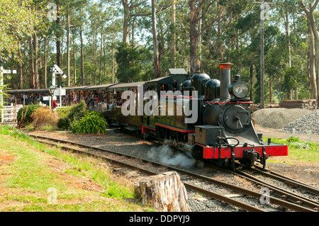 Il Puffing Billy a Menzies Creek Station, Melbourne, Victoria, Australia Foto Stock