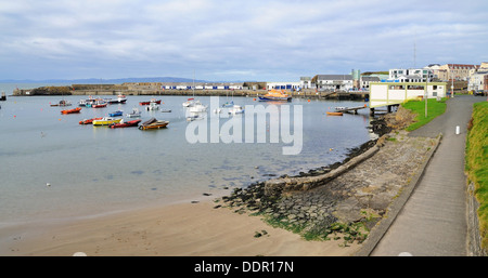 Piccolo porto con le barche in Portrush city, Irlanda del Nord. Foto Stock