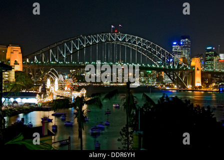 Il Sydney Harbour Bridge di notte, Sydney, NSW, Australia Foto Stock