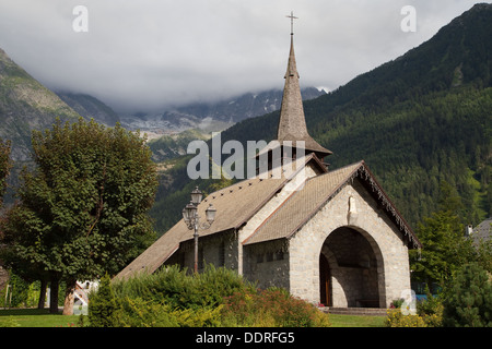Cappella di LES PRAZ DE CHAMONIX, Rhone Alpes, Francia. Foto Stock