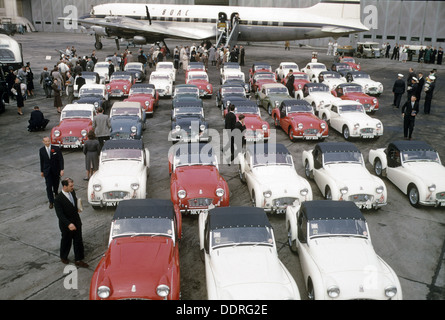 AUSTIN HEALEY SPRITE le vetture schierate per esportare in America nel 1961 Foto Stock