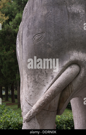 Le Tombe dei Ming, Nanjing, Cina. Statua di un elefante sulla strada dell'Elefante. Foto Stock