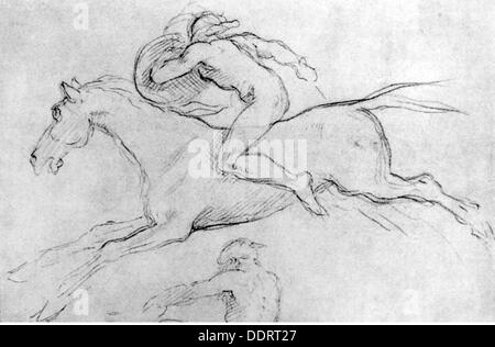 Mörike, Eduard, 8.9.1804 - 4.6. 1875, autore tedesco / scrittore, opere, 'Der Bauer und sein Sohn' (il contadino e suo figlio), 1839, disegno di Moritz von Schwind (1804 - 1871), secolo XIX, artista del diritto d'autore non deve essere cancellata Foto Stock