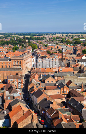 Vista aerea delle case e per le strade della cittadina di Louth Lincolnshire England Regno Unito GB EU Europe Foto Stock