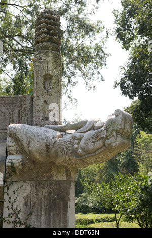 Le Tombe dei Ming, Nanjing, Cina. Particolare della terrazza sotto la Xiaoling Hall. Foto Stock