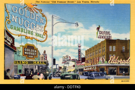 "L'Antica e famosa Fremont Street, Las Vegas, Nevada, cartolina, 1948. Artista: sconosciuto Foto Stock