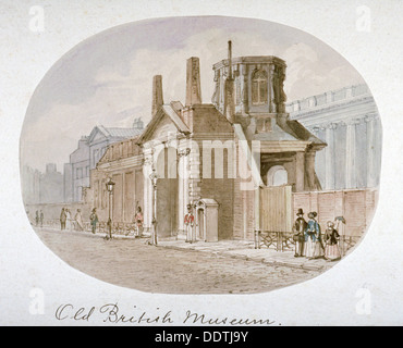 Vista del vecchio Museo Britannico, Bloomsbury, Londra, 1850. Artista: James Findlay Foto Stock