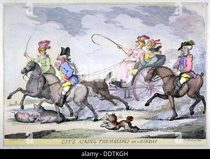 "Cits arieggiare stessi su una domenica, 1809. Artista: Thomas Rowlandson Foto Stock