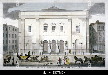 Vista frontale del Theatre Royal Drury Lane, Westminster, Londra, 1812. Artista: Anon Foto Stock