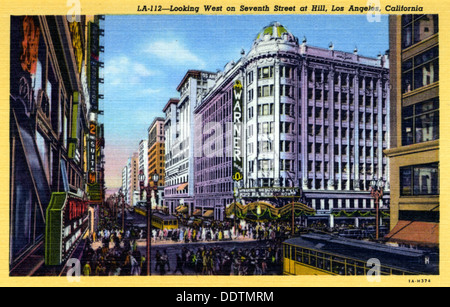 Guardando ad ovest sulla settima strada a Hill Street, Los Angeles, California, USA, 1931. Artista: sconosciuto Foto Stock