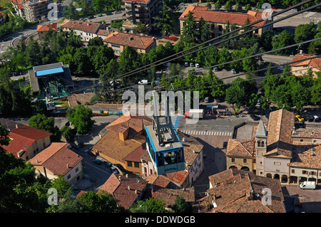 La Repubblica di San Marino, Funicolare Monte Titano, Repubblica di San Marino, Italia Foto Stock