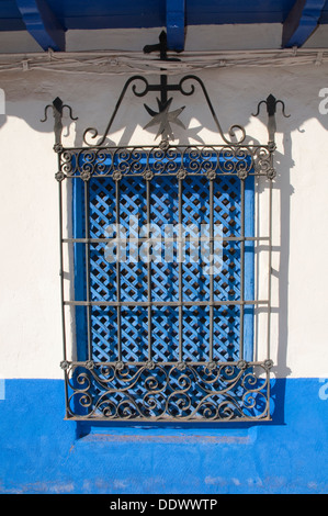 Finestra tipica. Venta Del Quijote Puerto Lapice, Ciudad Real Provincia, Castilla La Mancha, in Spagna. Foto Stock