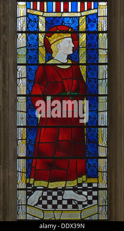 Saint Edmund, dettaglio della finestra orientale. Chiesa di Saint Edmund, re e martire. Southwold, Suffolk, Inghilterra, Regno Unito. Foto Stock