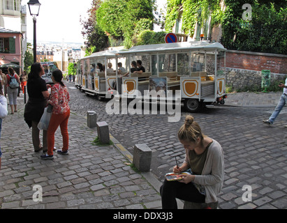 Il trenino,Butte Montmartre hill,Parigi,Francia Foto Stock