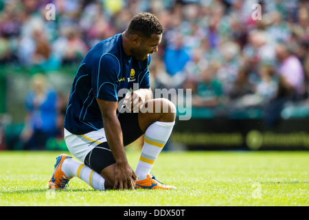 Leicester, Regno Unito. 8 Sep, 2013. Azione dalla Aviva Premiership match tra Leicester Tigers e Worcester Warriors ha giocato a Welford Road, Leicester Credit: Graham Wilson/Alamy Live News Foto Stock