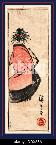 Ushiro muki oiran zu, Oiran [alta classe cortigiana]. [Tra il 1868 e il 1894], 1 stampa : xilografia, colore ; 21.5 x 7.1 cm., stampa Foto Stock