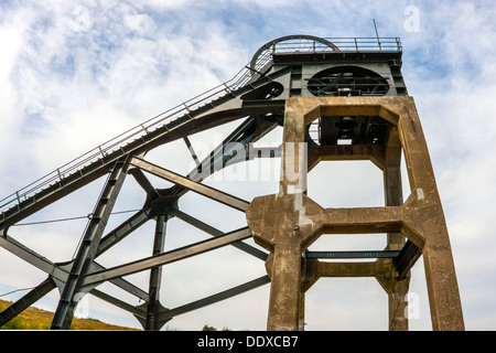 Pleasley Colliery testa Pit, Derbyshire Foto Stock