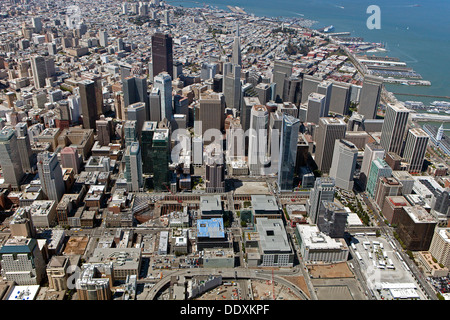Fotografia aerea a Sud di Market Street Transbay Terminal Center San Francisco, California Foto Stock