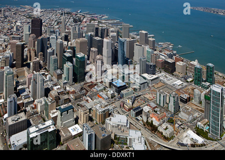 Fotografia aerea a Sud di Market Street Transbay Terminal Center San Francisco, California Foto Stock