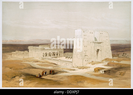 Tempio di Edfu, antica Apollinopolis, Alto Egitto, xix secolo. Artista: David Roberts Foto Stock