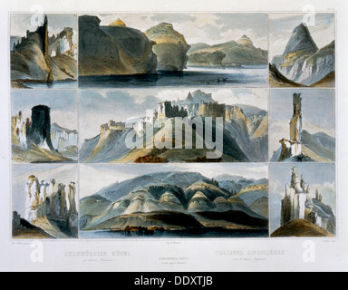 "Colline notevole sulla parte superiore del Missouri', 1844. Artista: Friedrich Salathe Foto Stock