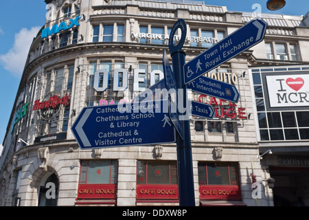 Cartello stradale, Corporation Street, Manchester REGNO UNITO Foto Stock