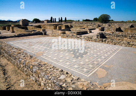 Il pavimento in mosaico della casa ho nella città romana di Emporiae, empuries, Spagna, 2007. Artista: Samuel Magal Foto Stock