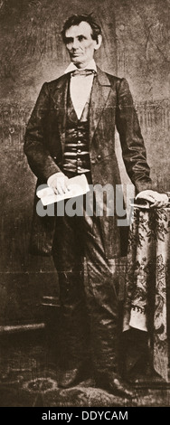 Abraham Lincoln, sedicesimo presidente degli Stati Uniti, 1860. Artista: sconosciuto Foto Stock