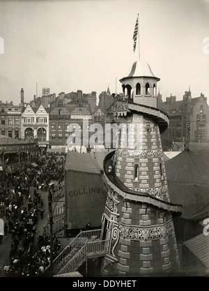 Helter Skelter, fiera d'oca, luogo di mercato, Nottingham, Nottinghamshire, 1914. Artista: sconosciuto Foto Stock