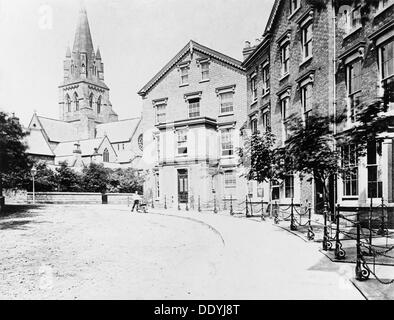 Wellington Circus e san Barnaba cattedrale, Nottingham, Nottinghamshire, c1870. Artista: sconosciuto Foto Stock