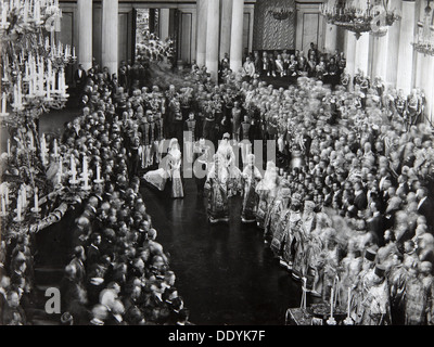 Tsar Nicholas II in occasione della cerimonia di apertura del primo Duma, San Pietroburgo, Russia, 1906. Artista: sconosciuto Foto Stock