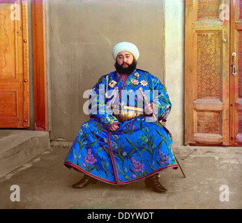 Mohammed Alim Khan, l'ultimo Emiro di Bukhara, 1911. Artista: Sergey Mikhaylovich Prokudin-Gorsky Foto Stock