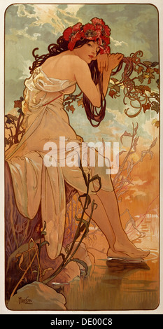 'Summer', 1896. Artista: Alphonse Mucha Foto Stock