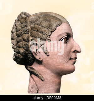 Cleopatra VII, dominatore dell'Egitto. Colorate a mano la xilografia di una statua Foto Stock
