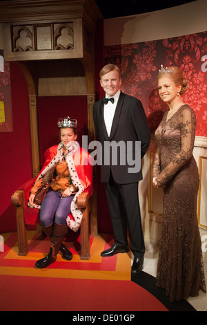 Koningin Maxima e il principe Willem-Alexander cera figura nel museo di Madame Tussauds di Amsterdam, Olanda, Paesi Bassi. Foto Stock