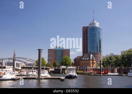 Hanseatic Trade Center, HTC, a Kehrwiederspitze in HafenCity di Amburgo Foto Stock