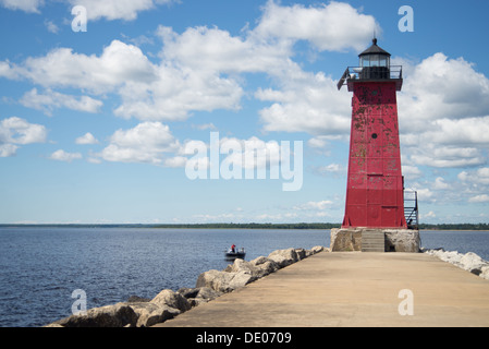 Est Manistique frangionde faro, Manistique, Michigan. Foto Stock