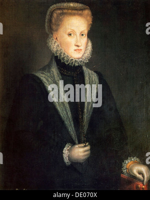 Anna d'Austria, regina consorte di Filippo II di Spagna e Portogallo, 1573. Artista: Sofonisba Anguissola Foto Stock