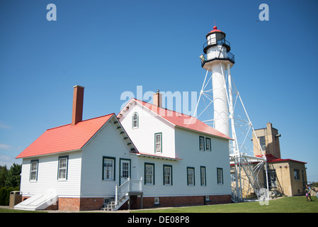 Whitefish punto luce Stazione, coregoni punto, Michigan Foto Stock