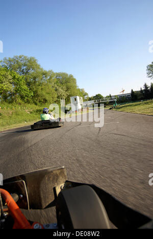 Kart Racing, karting, racetrack, auto racing, velocità, concorrenza, Garching, Hochbrueck, Monaco di Baviera Foto Stock