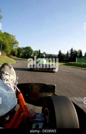 Kart Racing, karting, racetrack, auto racing, velocità, concorrenza, Garching, Hochbrueck, Monaco di Baviera Foto Stock