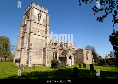 Xiii - XVI secolo la chiesa parrocchiale di San Giovanni Battista, il villaggio di Stoke by Clare, Suffolk England Regno Unito Foto Stock