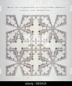 Dettaglio del soffitto della Corte di stelle in camera, Palazzo di Westminster, Londra, c1800. Artista: Anon Foto Stock