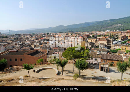 Vista di Montblanc, provincia di Tarragona, Catalogna, Spagna, Europa, PublicGround Foto Stock