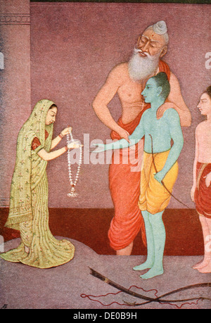 Rama il matrimonio, 1913. Artista: K Venkatappa Foto Stock