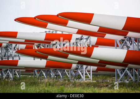 Cantiere di blade, storage per le pale del rotore delle turbine eoliche, dell'azienda danese LM il potere di vento lame, Goleniów Parco Industriale Foto Stock