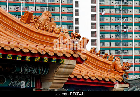 Tetti, Wong Tai Sin Temple, Hong Kong, Cina, Asia Foto Stock