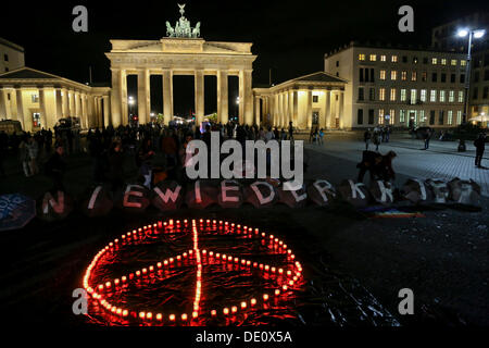 Dimostrazione di pace presso la Porta di Brandeburgo, Berlino Foto Stock