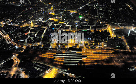 Foto aerea, nel centro di Dortmund, Extraschicht 2009 festival culturali, volo notturno, Ruhrgebiet area, Renania settentrionale-Vestfalia Foto Stock