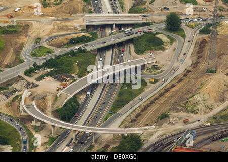 Vista aerea, autostrada A40, sito in costruzione vicino a Bochum Stahlhausen, Donekzring link, Bochum, la zona della Ruhr, Renania settentrionale-Vestfalia Foto Stock